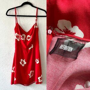 Reformation Women's Floral Print Strappy Wrap Dress Red size 4